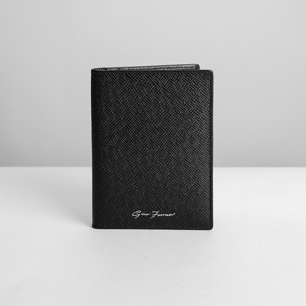 Black Leather Travel Passport Wallet Gino Ferrari